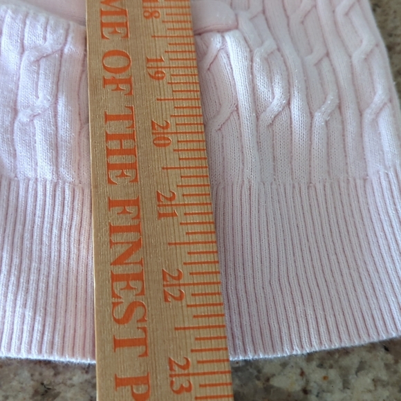Talbot's MP Pastel Pink Sweater Cable Knit Button Up Short Sleeve - Picture 7 of 7